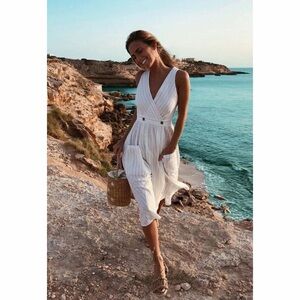 Free People Diana Pinstripe Wrap Midi Dress